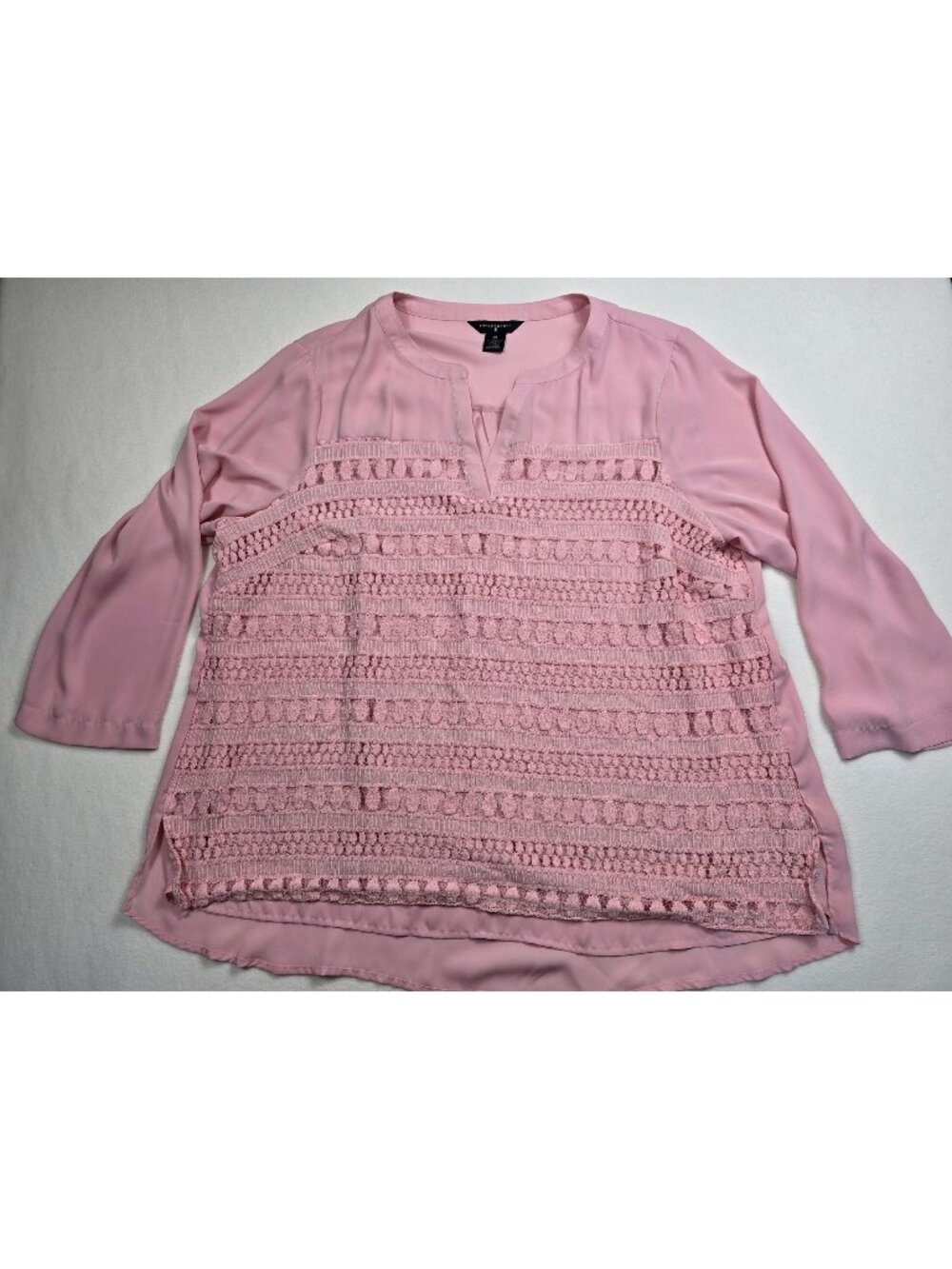Investments 3X Pink Blouse Crochet Lace